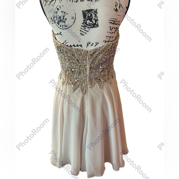 Terani Couture Light Pink Strapless Chiffon And Sequin Formal Midi Dress - Picture 3 of 6